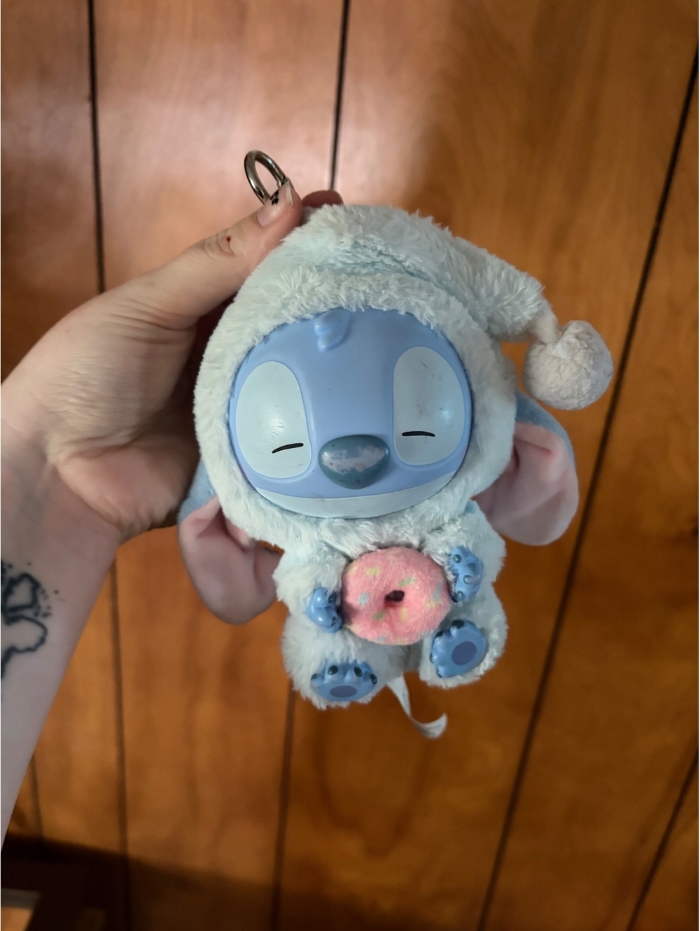 Disney Miniso Stitch keychain donut plush toy